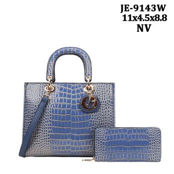 JE-9143W NV CROCO FASHION BAG WITH WALLET
