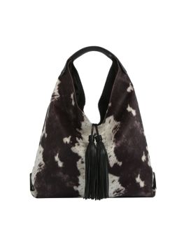 JY-0657 BK COW PRINTED HOBO BAG