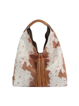 JY-0657 BR COW PRINTED HOBO BAG