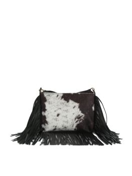 JY-0571 BK FRINGE COW CROSS BODY BAG