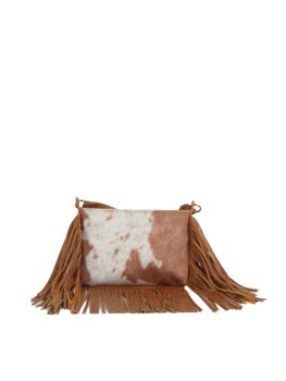 JY-0571 BR FRINGE COW CROSS BODY BAG