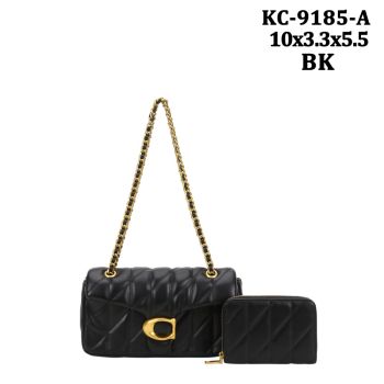 KC-9185A BK QUILT CROSS BODY BAG WITH WALLET
