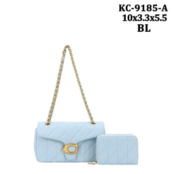 KC-9185A BL QUILT CROSS BODY BAG WITH WALLET