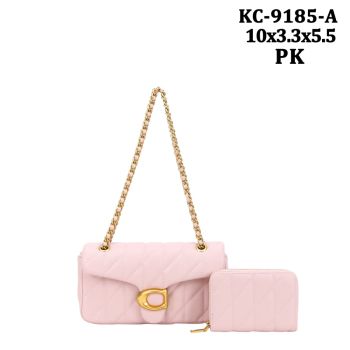 KC-9185A PK QUILT CROSS BODY BAG WITH WALLET