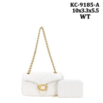 KC-9185A WT QUILT CROSS BODY BAG WITH WALLET