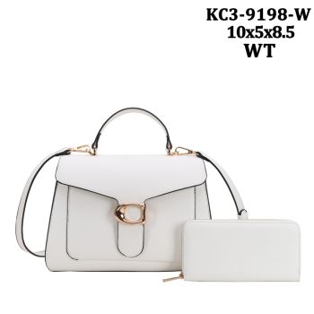 KC3-9198W WT DESIGNER CROSS BODY BAG WITH  WALLET