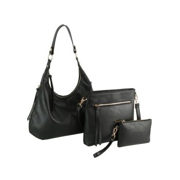 LMD038-Z BK DESIGNER FUAX LEATHER 3 IN 1 BAGS