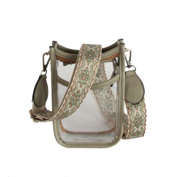 LQ280 DGY CLEAR CROSBODY BAG