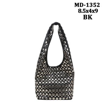 MD-1352 BK DESIGNER STUD HOBO BAG