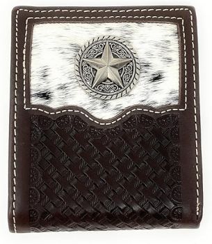 NO4004 BK MEN WESTERN LONG HORN BI FOLD WALLET