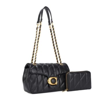 MS-20700BK SET QUILT DESIGNER CROSS BODY BAG WITH WALLET
