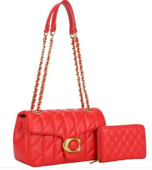 MS-20700 SET RD Quilted Design Shoulder Bag W Wallet Set