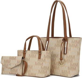 MU6412 BG VEGAN LEATHER BAG 3PC SETS 