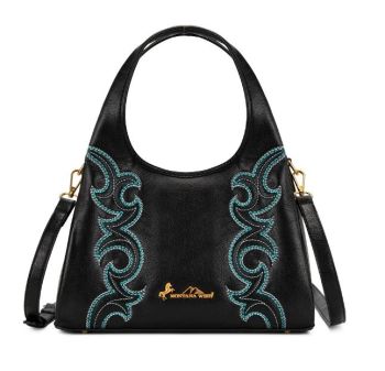 MW-HB-1387-918-BK Montana West Western Embroidery Hobo/Crossbody Bag