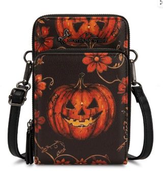 MW-HB-1404-183-RD Montana West Halloween Pumpkin Phone Wallet