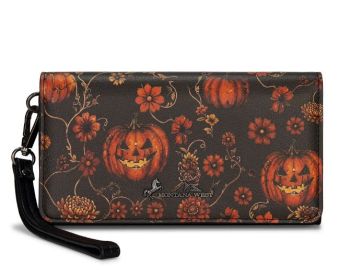 MW-WL-1404-018-RD Montana West Pumpkin Halloween Wristlet RFID Wallet