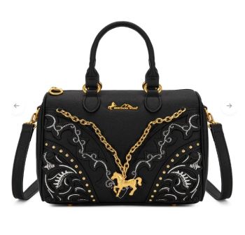MW-HB-1380-6660-BK Montana West Western Horse Charm Satchel Crossbody Bag