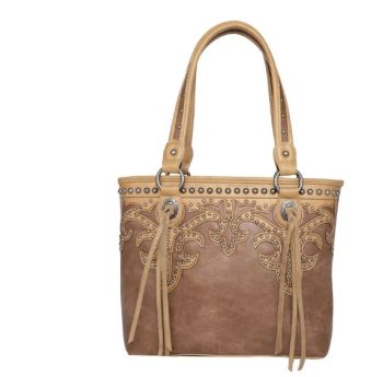 MW1100G-8317 BR Montana West Boot Scroll Collection Concealed Carry Tote