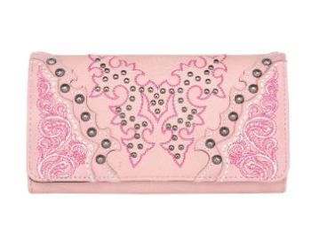 MW1110-W010 PK  Montana West Boot Scroll Embroidered Collection Wallet