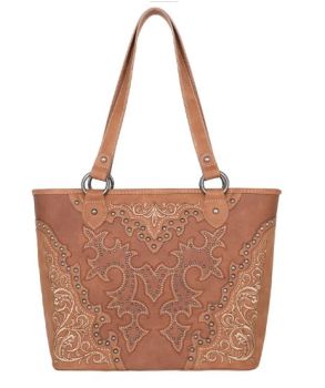 MW1110G-8317 BR Montana West Boot Scroll Embroidered Collection Concealed Carry Tote