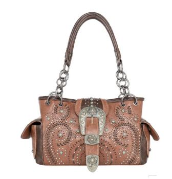 MW1116G-8085 BR Montana West Buckle Collection Concealed Carry Satchel