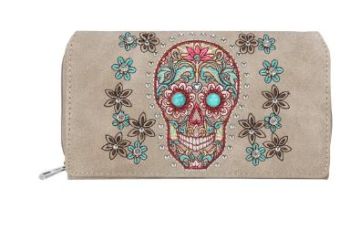 MW1121-W010 TN Montana West Sugar Skull Collection Wallet 