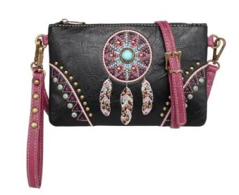MW1206-181 BK Montana West Embroidered Collection Clutch/Crossbody