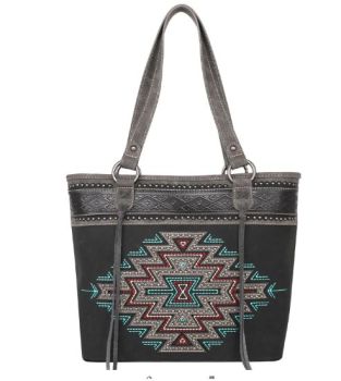 MW1207G-8317 BK Montana West Aztec Collection Concealed Carry Tote