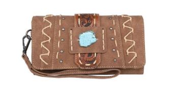 MW1221-W018 BR Montana West Tooled Collection Wallet