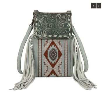 MW1328-1835 LGN Montana West Tooled/Embroidered Collection Phone Crossbody Bag