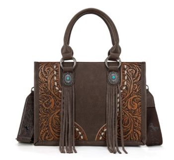 MW1339-2002 CF Montana West Tooled Concho Concealed Carry Tote/Crossbody