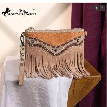 MW1340-181TN Montana West Fringe Collection Clutch/Crossbody