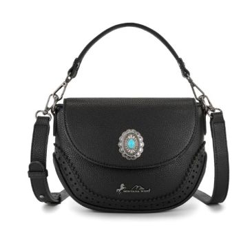 MW1340-8360BK Montana West Turquoise Concho Saddle Crossbody