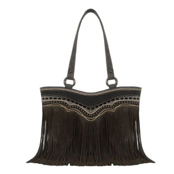 MW1340G-8317BK Montana West Fringe Collection Concealed Carry Tote