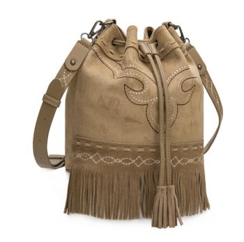 MW1341-8311KH Montana West Boot Stitch Fringe Drawstring Crossbody Bag