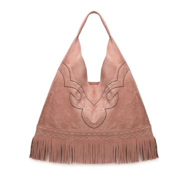 MW1341-9182PK  Montana West Boot Stitch Fringe Large Hobo Bag 