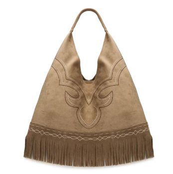 MW1341-9182KH  Montana West Boot Stitch Fringe Large Hobo Bag 