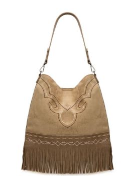 MW1341-918KH  Montana West Boot Stitch Fringe Hobo Bag