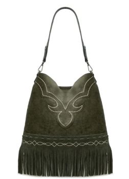 MW1341-918OLV  Montana West Boot Stitch Fringe Hobo Bag