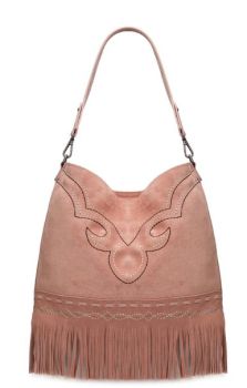 MW1341-918PK  Montana West Boot Stitch Fringe Hobo Bag
