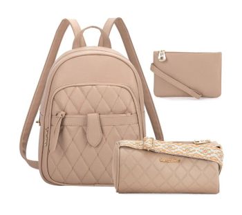 MWC3-178KH Montana West 3Pcs Set Quilted Small Backpack/Crossbody/Pouch