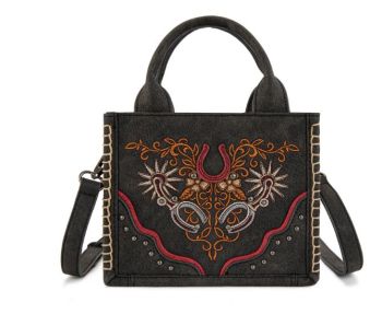 MW1352-8121BK Western Embroidered Mini Tote Crossbody