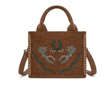 MW1352-8121BR Western Embroidered Mini Tote Crossbody