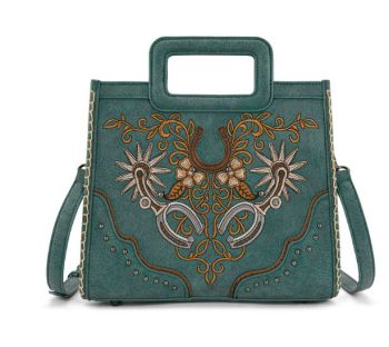 MW1352-8122TQ Western Embroidered Top Handle Tote Crossbody