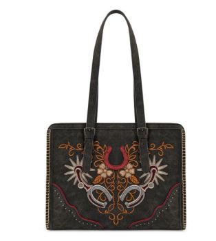 MW1352G-8317BK Western Embroidered Concealed Carry Tote