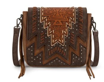 MW1354-8360BR Montana West Tooled Aztec Collection Collection Crossbody