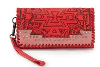 MW1354-W018RD Montana West Tooled Aztec Collection Wallet