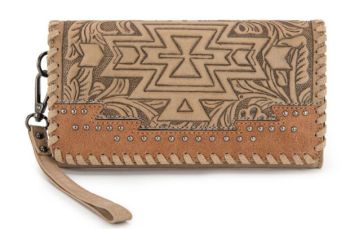 MW1354-W018TN Montana West Tooled Aztec Collection Wallet