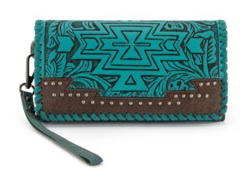 MW1354-W018TQ Montana West Tooled Aztec Collection Wallet