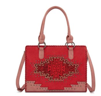 MW1354G-8355RD Montana West Tooled Aztec Concealed Carry Tote/Crossbody